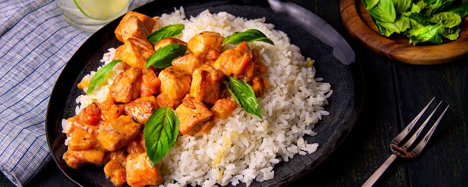 Arroz al Hinojo con Salmón al Vodka
