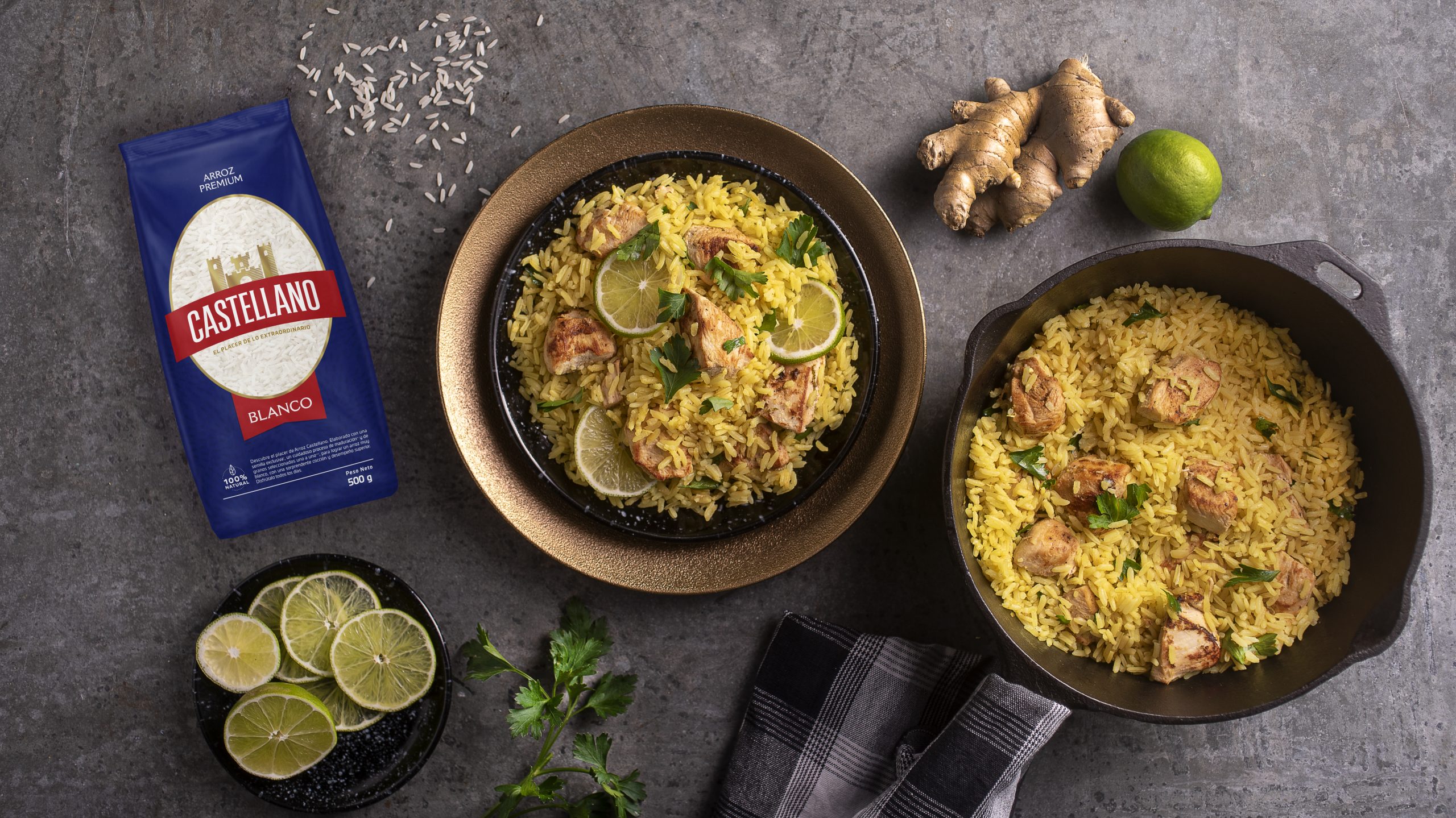 Arroz con Limón, Jengibre, Ajo y Pollo